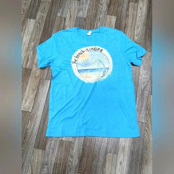 LARGE ladies graphic tee "the beach is calling" - Picture 1 of 2